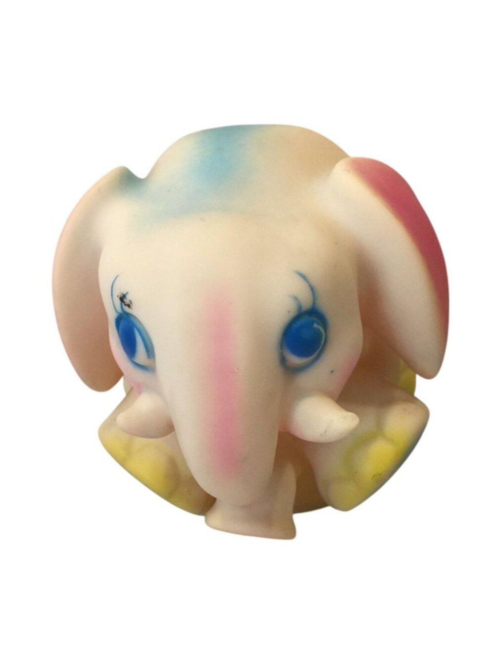 Vintage Soft Rubber Squeak Pastel Elephant Made in Taiwan